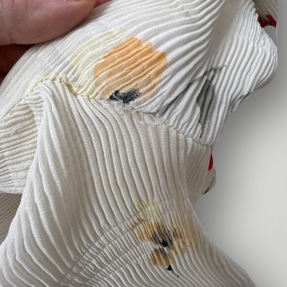 GANNI Lowell Pleated Floral-print Crepe Mini Dress sz 42 US10 - Picture 7 of 13